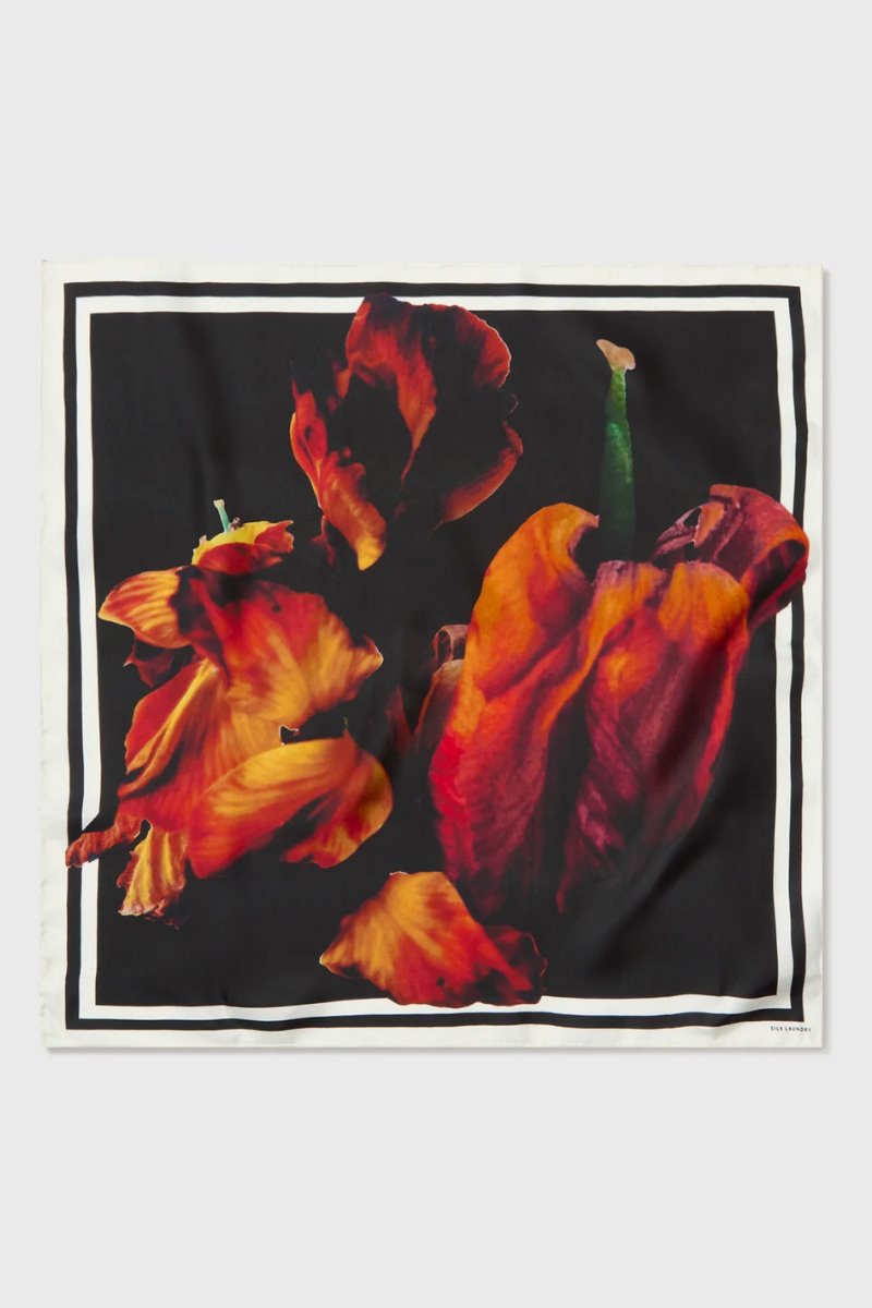 TWILL SCARF-TULIPA BLACK Tops Silk Laundry 