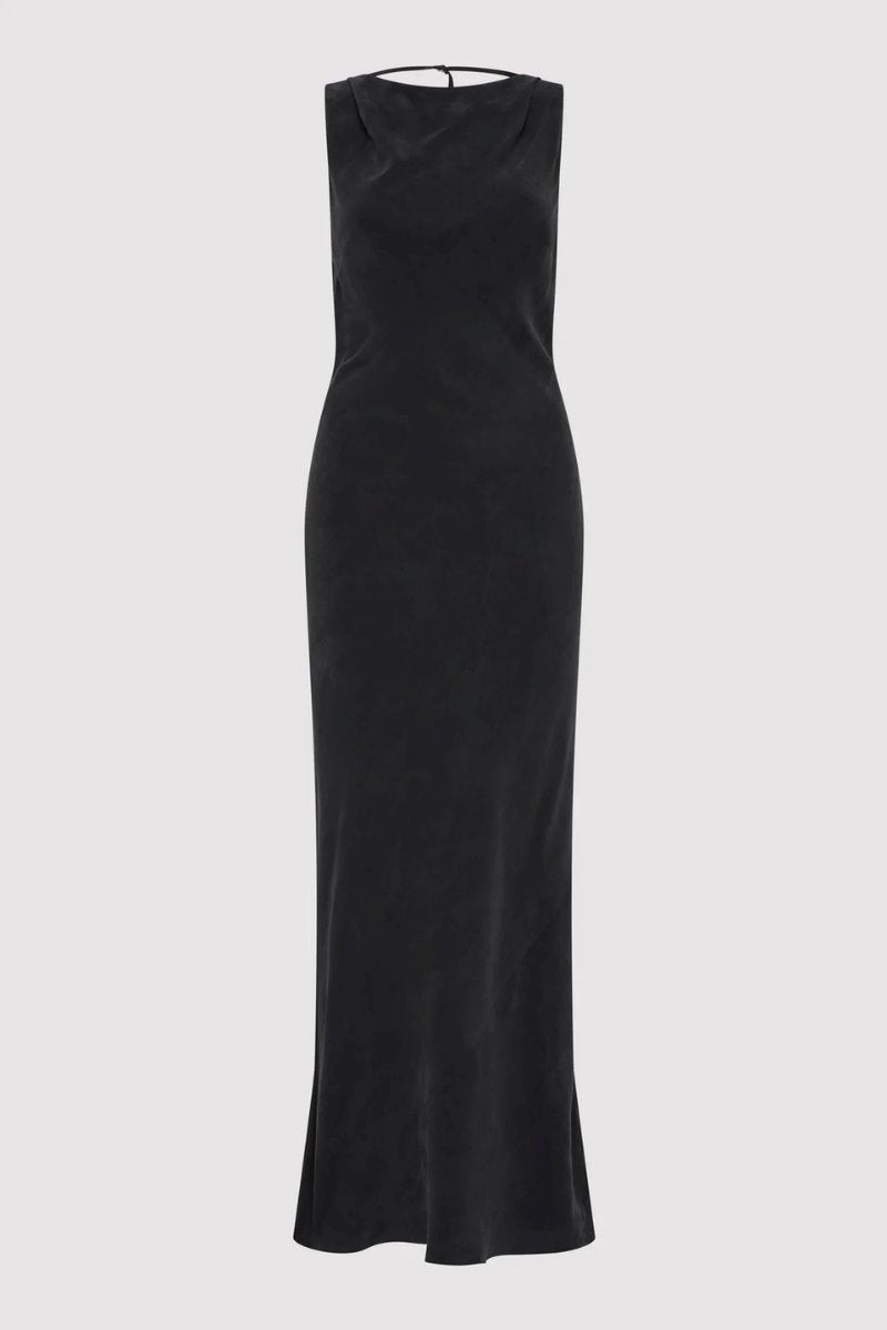 DRAPED COWL DRESS-BLACK Maxi Dress ST AGNI 