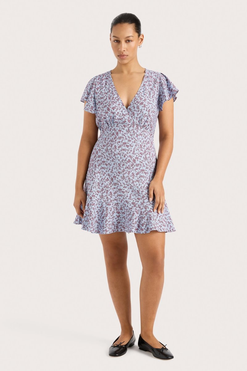 ALBA MINI DRESS-AMARYLLIS FLORAL BLUE Mini Dress Faithfull the Brand 