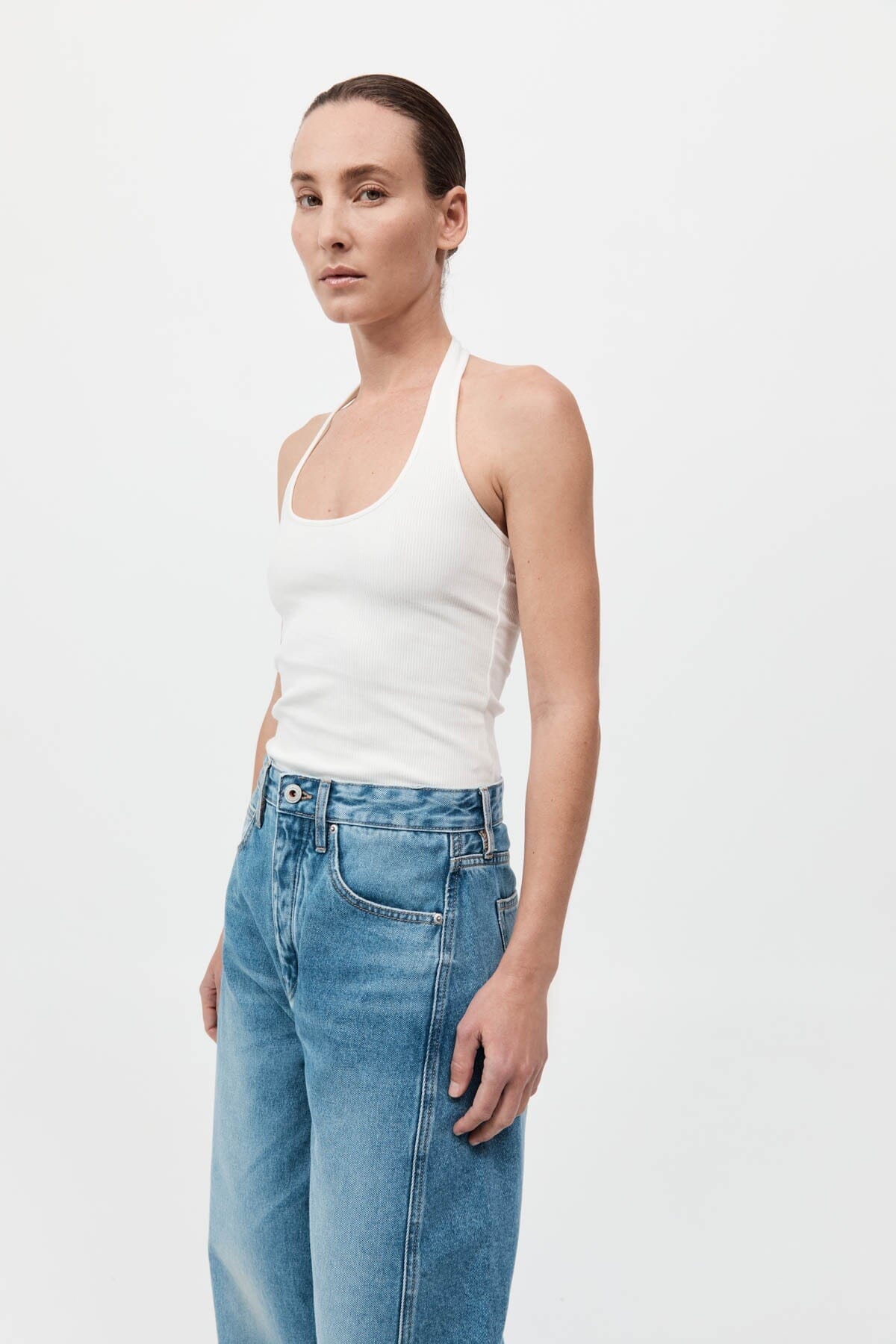 RIB HALTER TOP-WHITE Tops ST AGNI 