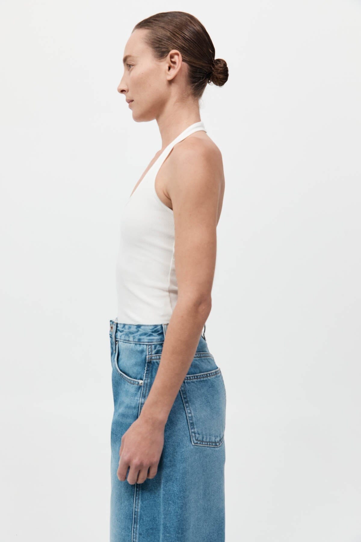 RIB HALTER TOP-WHITE Tops ST AGNI 