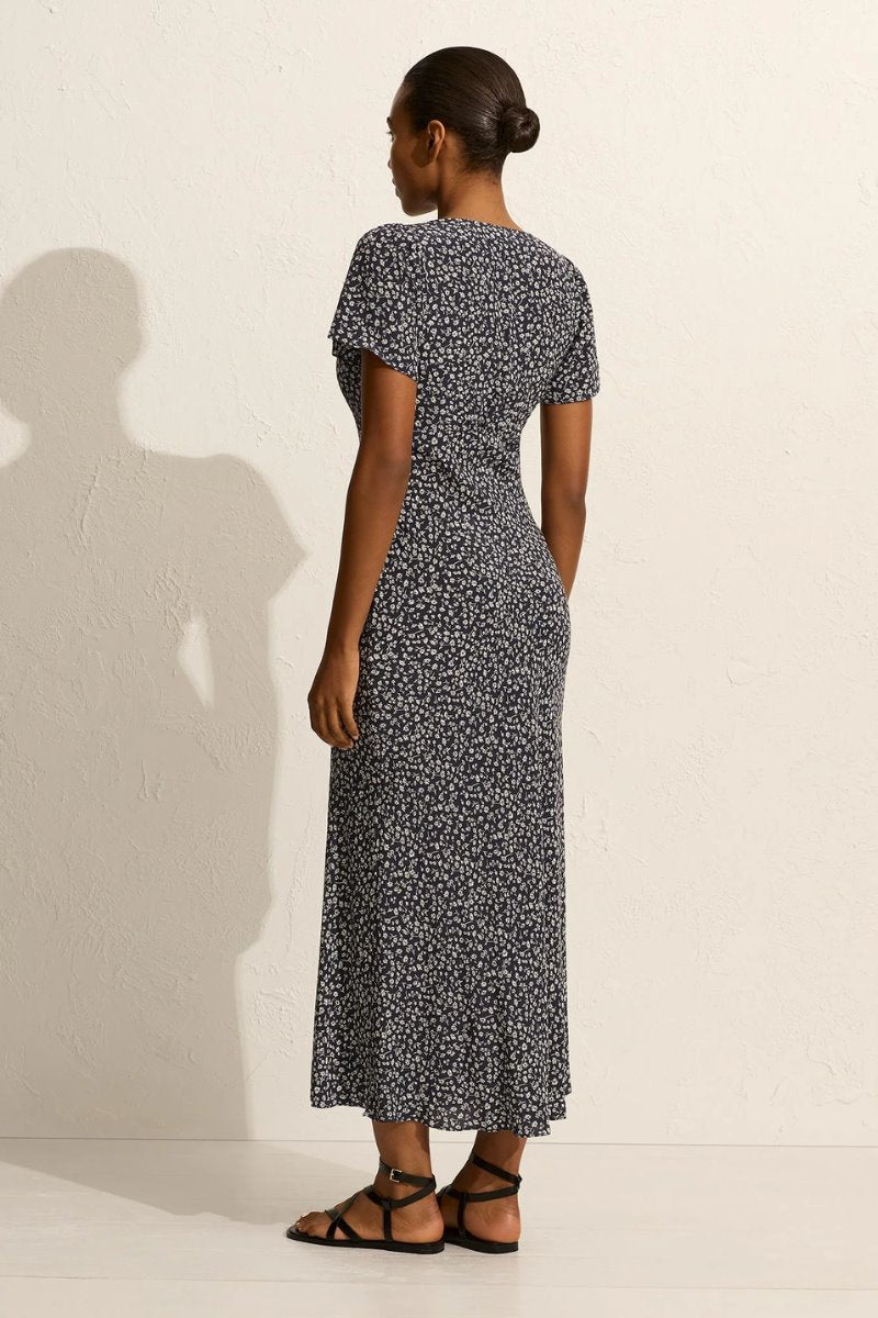 SHORT SLEEVE BIAS DRESS-DANDELLION Midi Dress Matteau 