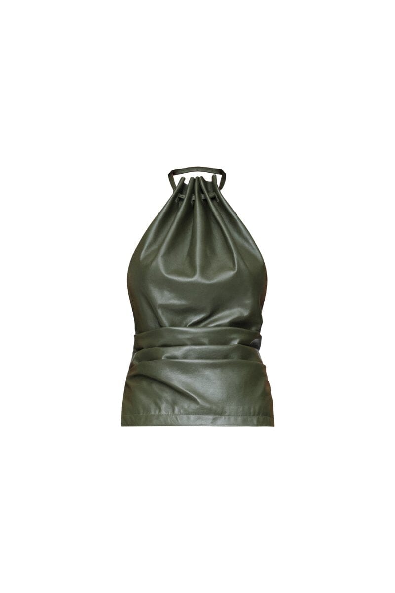 MAX LEATHER TOP-KHAKI Tops Wynn Hamlyn 