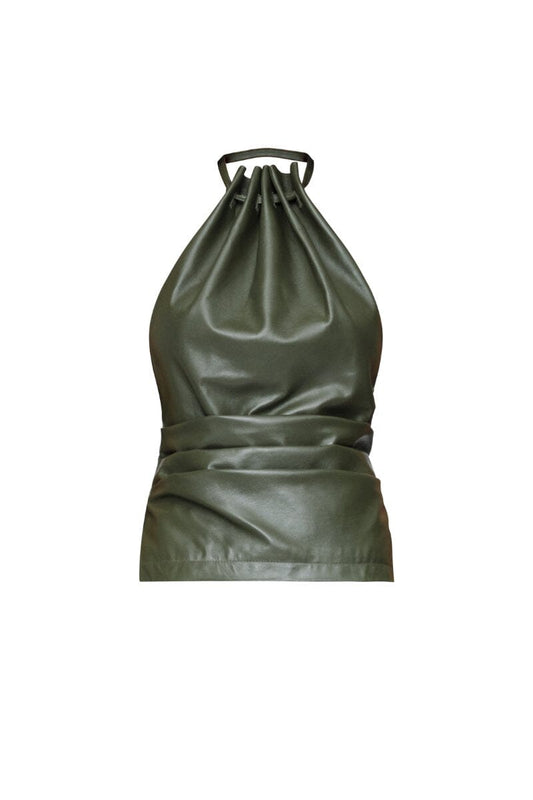 MAX LEATHER TOP-KHAKI Tops Wynn Hamlyn 