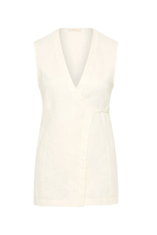 LULEA WRAP VEST-WHITE Tops Faithfull the Brand 