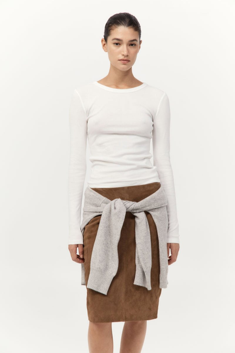 ORGANIC COTTON LONG SLEEVE TOP-WHITE Tops ST AGNI 