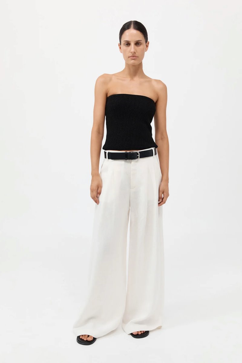 TAILORED LINEN PANTS-IVORY Pants ST AGNI 