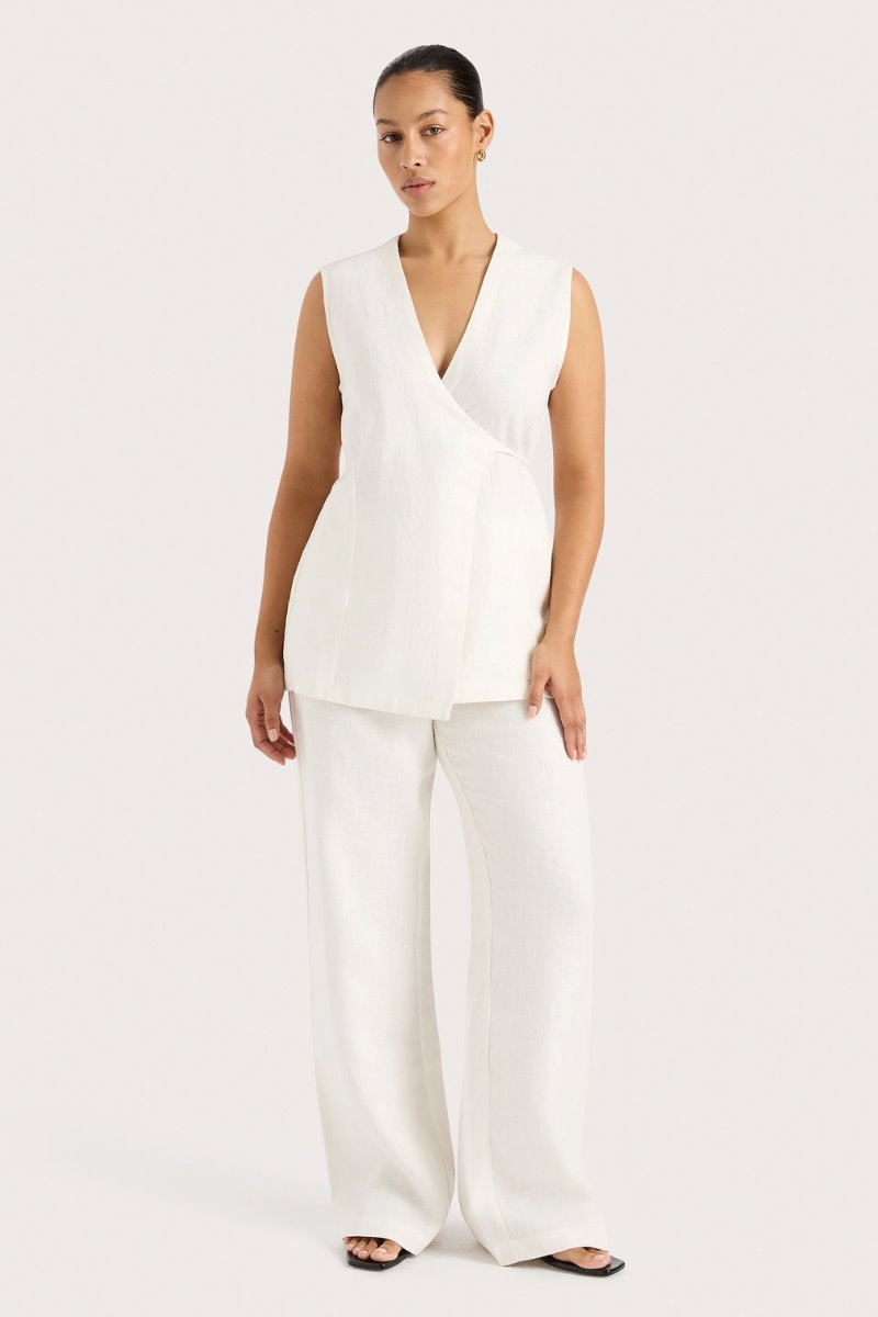 LULEA WRAP VEST-WHITE Tops Faithfull the Brand 