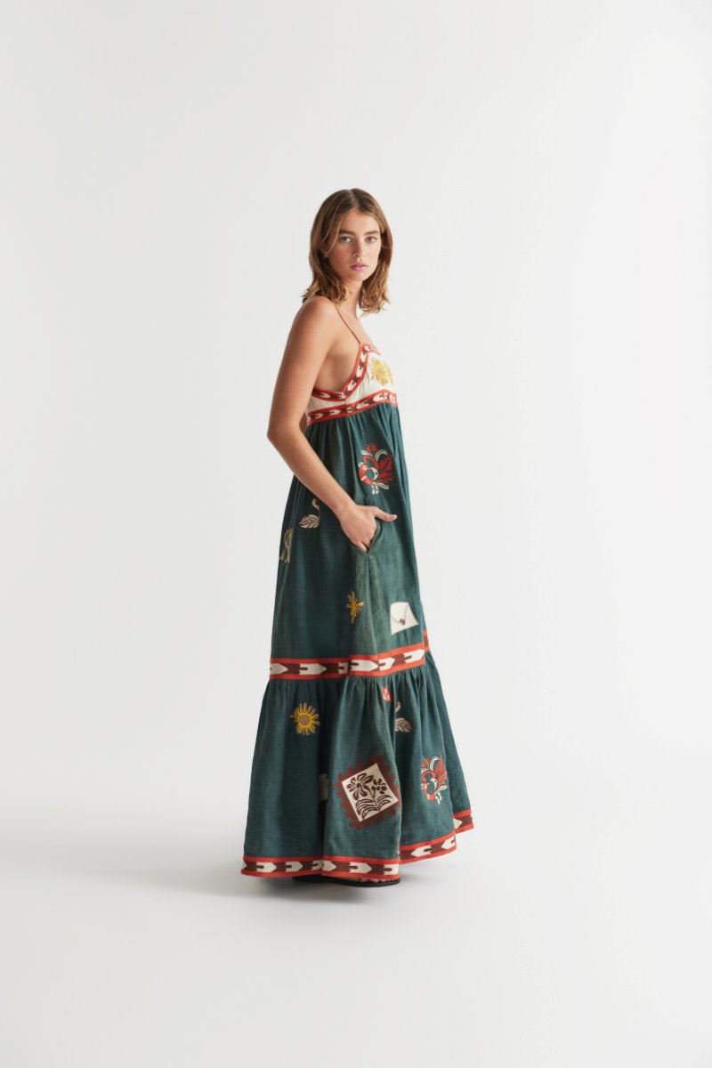 QUINCY SUN DRESS-PEACOCK Dress ANTIPODEAN 