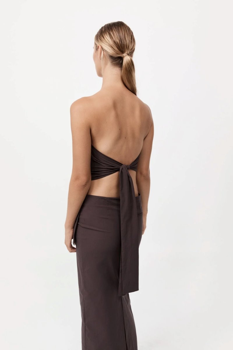 STRAPLESS TIE BACK TOP-CHOCOLATE PLUM Tops ST AGNI 