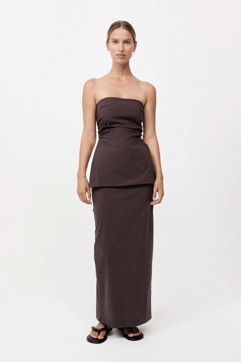 STRAPLESS TIE BACK TOP-CHOCOLATE PLUM Tops ST AGNI 