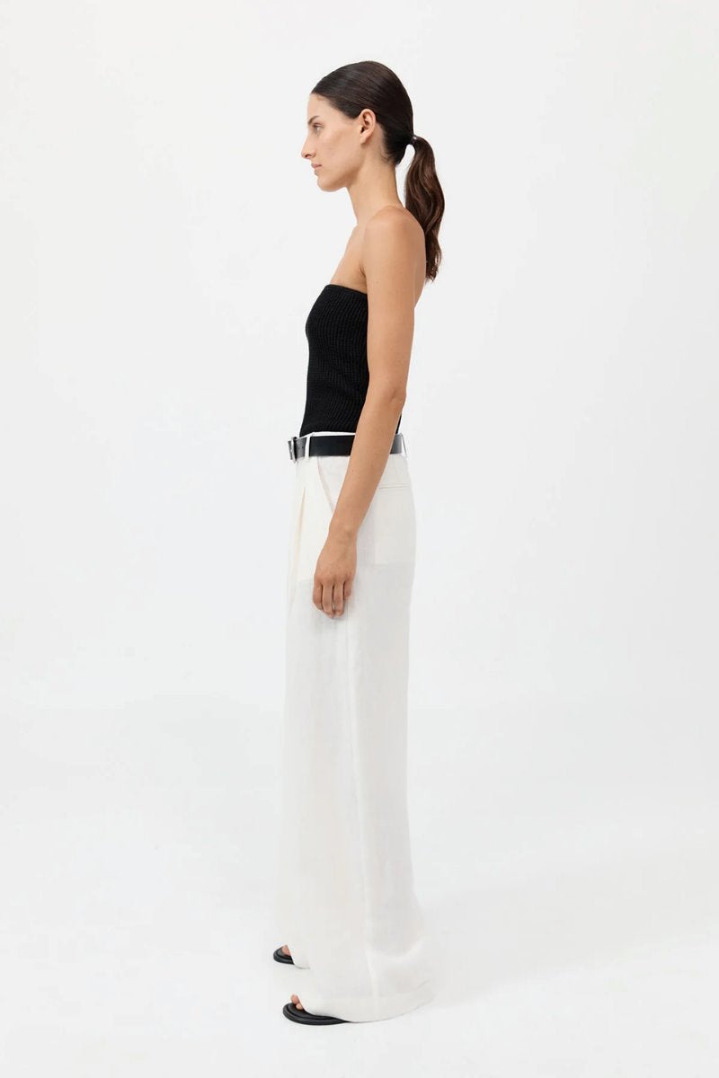 TAILORED LINEN PANTS-IVORY Pants ST AGNI 