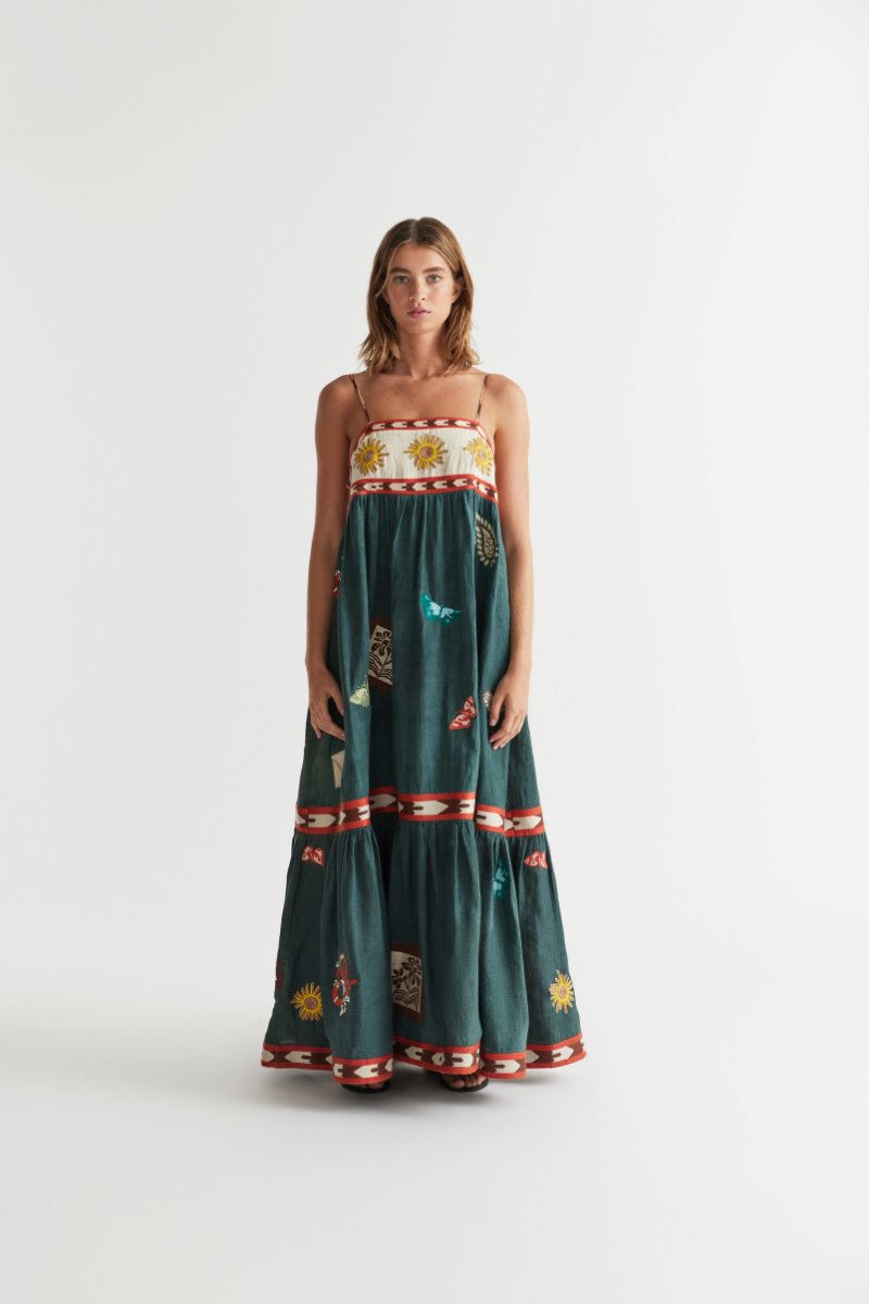 QUINCY SUN DRESS-PEACOCK Dress ANTIPODEAN 