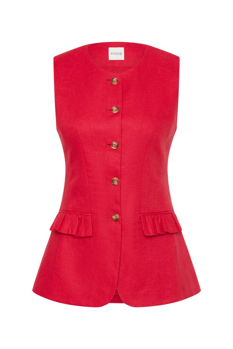 MATILDA GILET-RED Tops Posse 