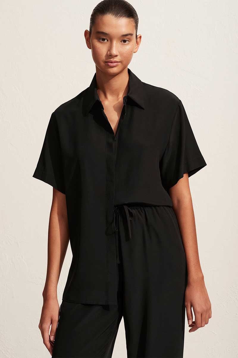 SHORT SLEEVE SHIRT-BLACK Tops Matteau 1 Black 