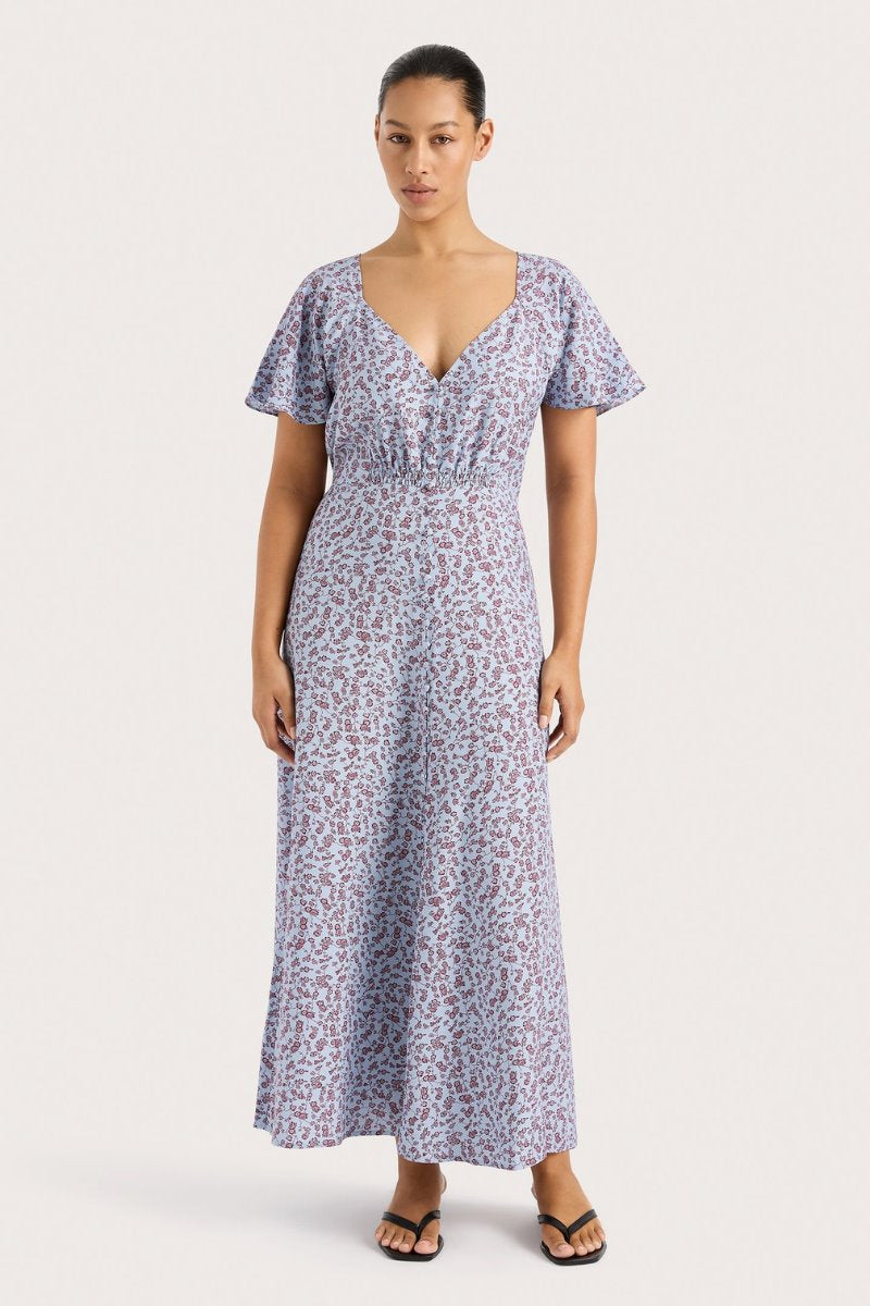 AURELIA MIDI DRESS-AMARYLLIS FLORAL BLUE Midi Dress Faithfull the Brand 