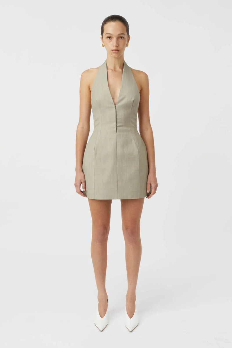 POMPIDOU HALTERNECK MINI DRESS-OLIVE MARLE Mini Dress Camilla and Marc 