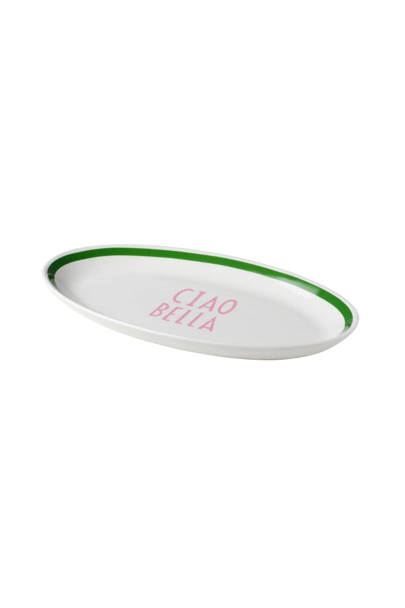 CIAO BELLA OVAL PLATTER-PINK/GREEN *in-store only* Home In The Round House 