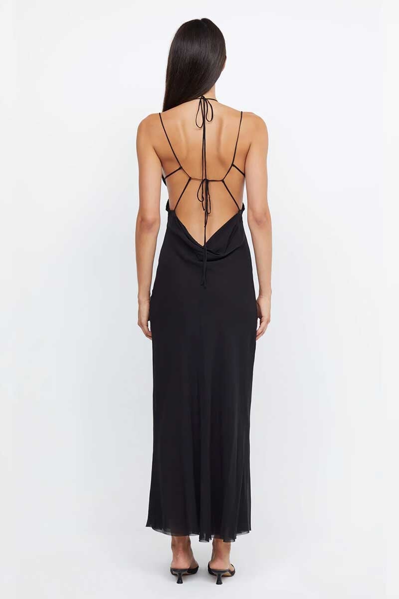 Black strappy maxi clearance dress