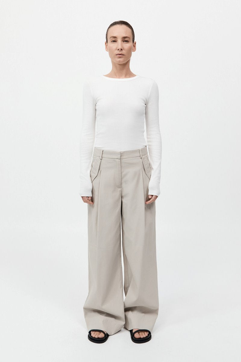 UTILITY PLEAT PANTS-CREME Pants ST AGNI 