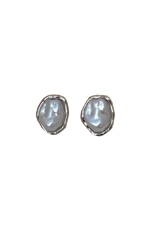 AURORA PEARL STUDS-SILVER Earrings F&D 