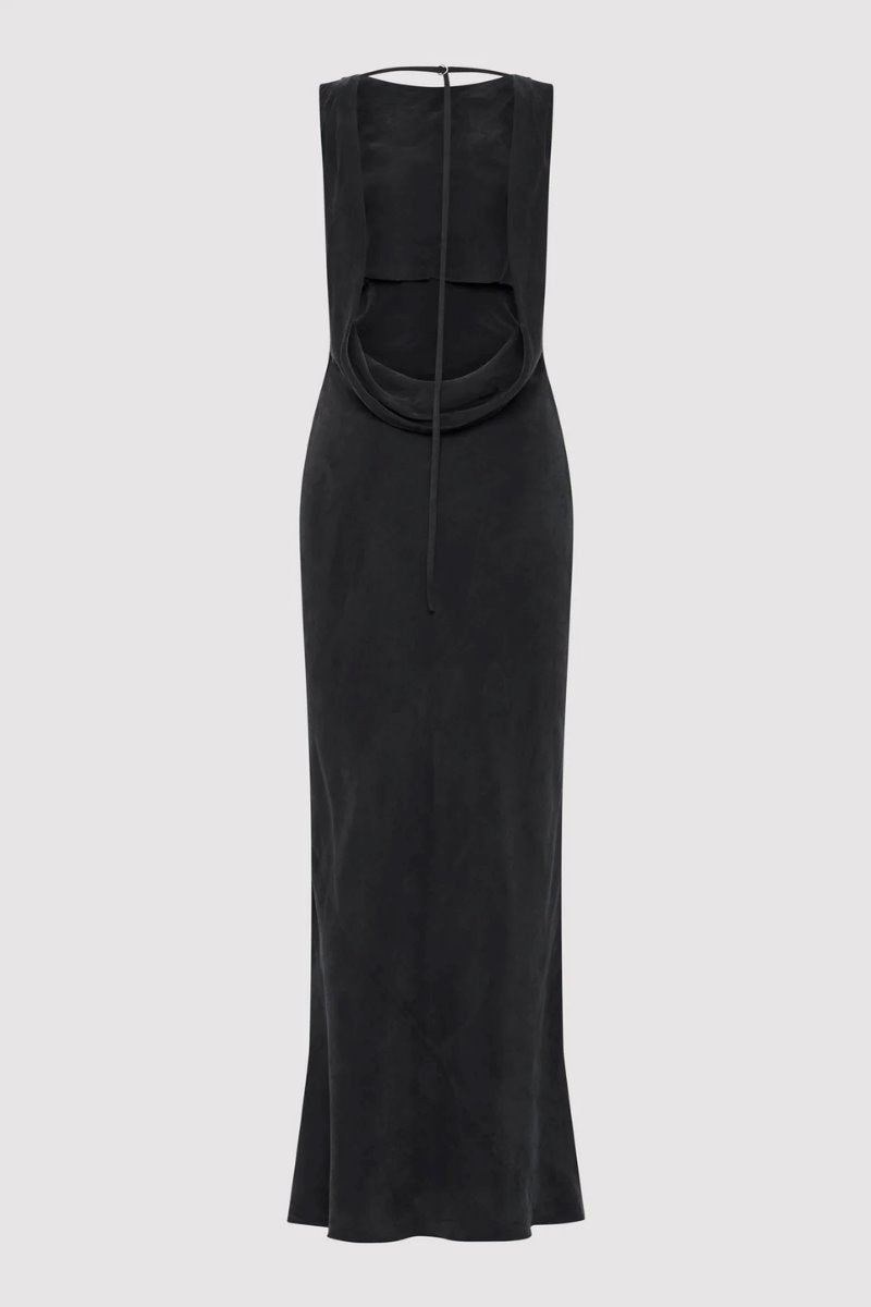 DRAPED COWL DRESS-BLACK Maxi Dress ST AGNI 