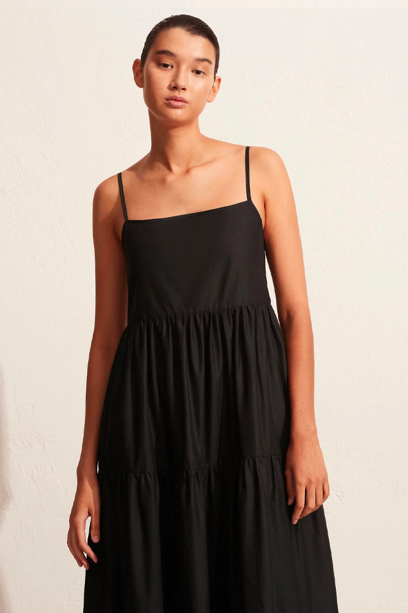 TIERED LOW BACK SUNDRESS-BLACK Dress Matteau 1 Black 