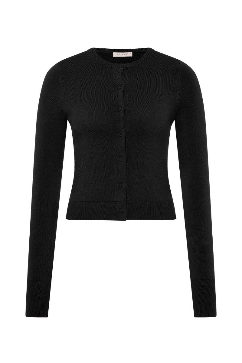 CLASSIC CARDIGAN-BLACK Knitwear ST AGNI 