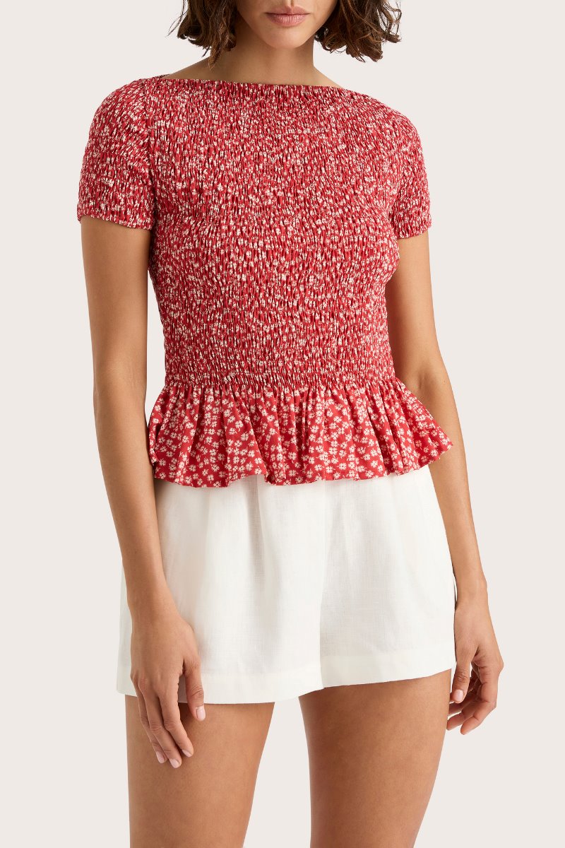 DEBONI TOP-ALLURA FLORAL RED Tops Faithfull the Brand 