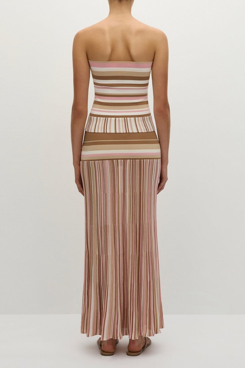 CITARA STRAPLESS TOP-PUCE SEPIA STRIPE Tops Faithfull the Brand 