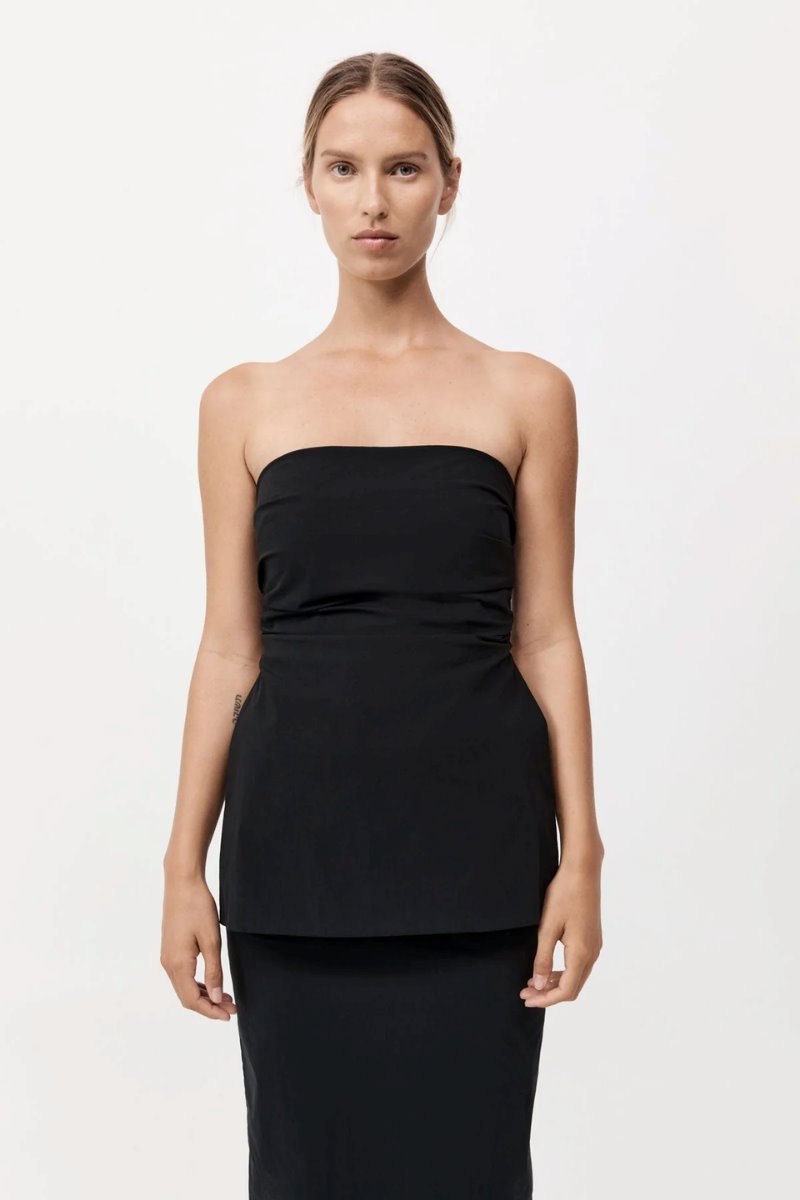 STRAPLESS TIE BACK TOP-BLACK Tops ST AGNI 