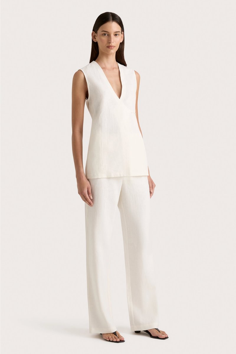 LULEA WRAP VEST-WHITE Tops Faithfull the Brand 