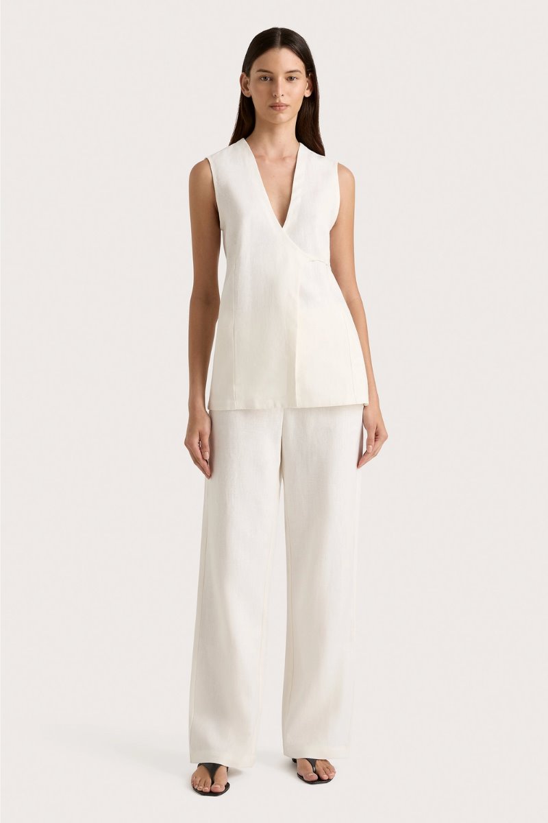 LULEA WRAP VEST-WHITE Tops Faithfull the Brand 