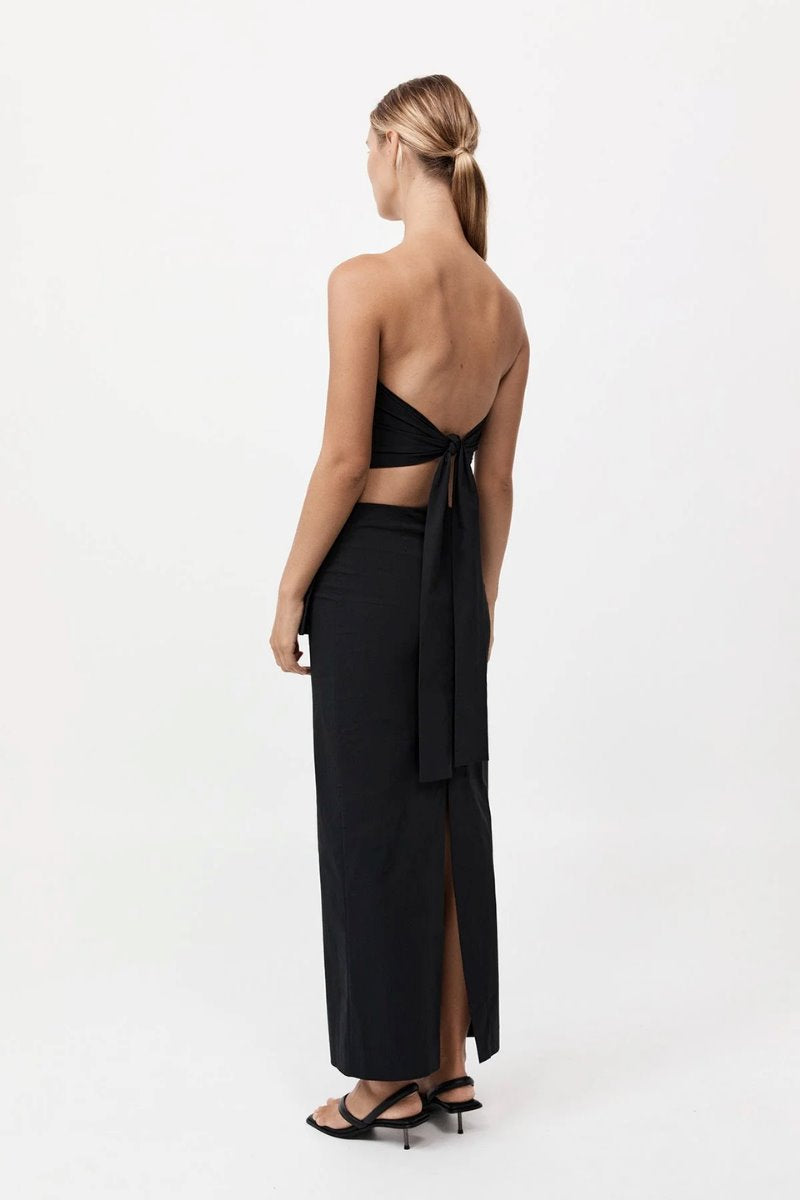 STRAPLESS TIE BACK TOP-BLACK Tops ST AGNI 