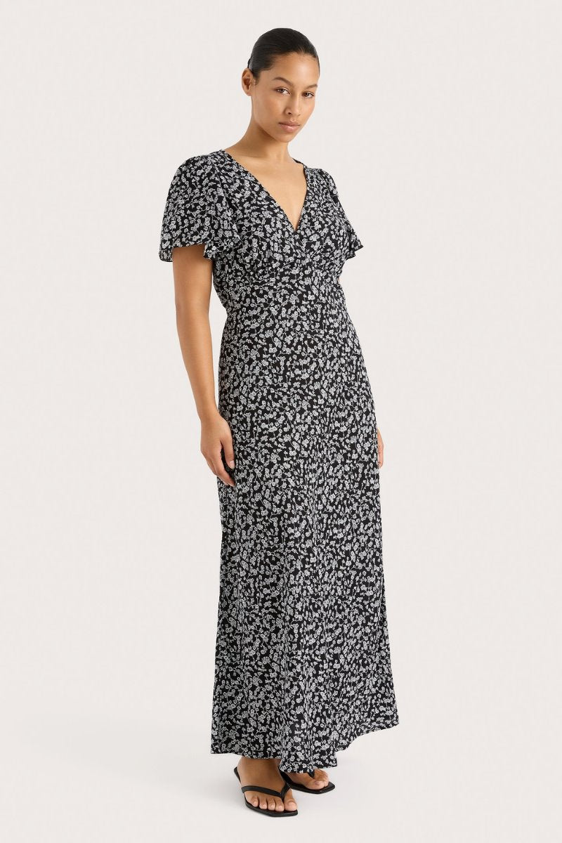 BODA MAXI DRESS-AMARYLLIS FLORAL BLACK/WHITE Maxi Dress Faithfull the Brand 