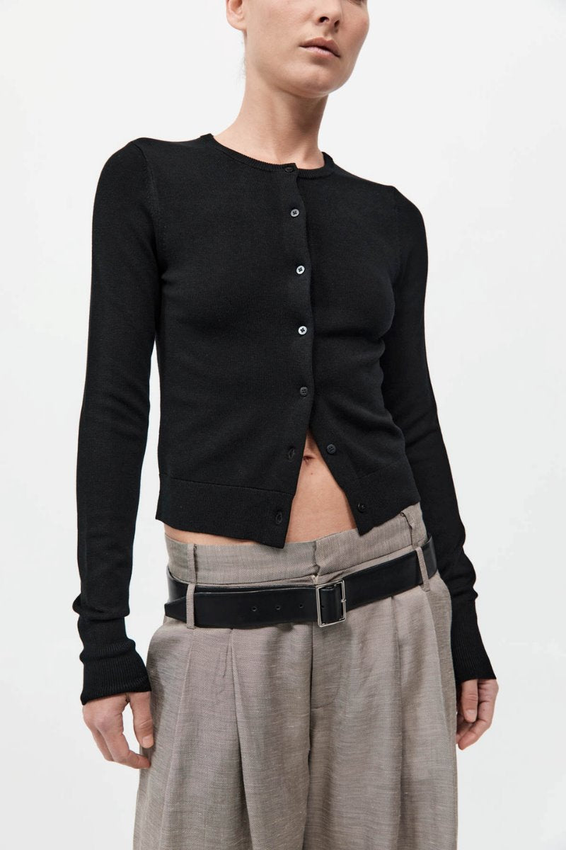 CLASSIC CARDIGAN-BLACK Knitwear ST AGNI 