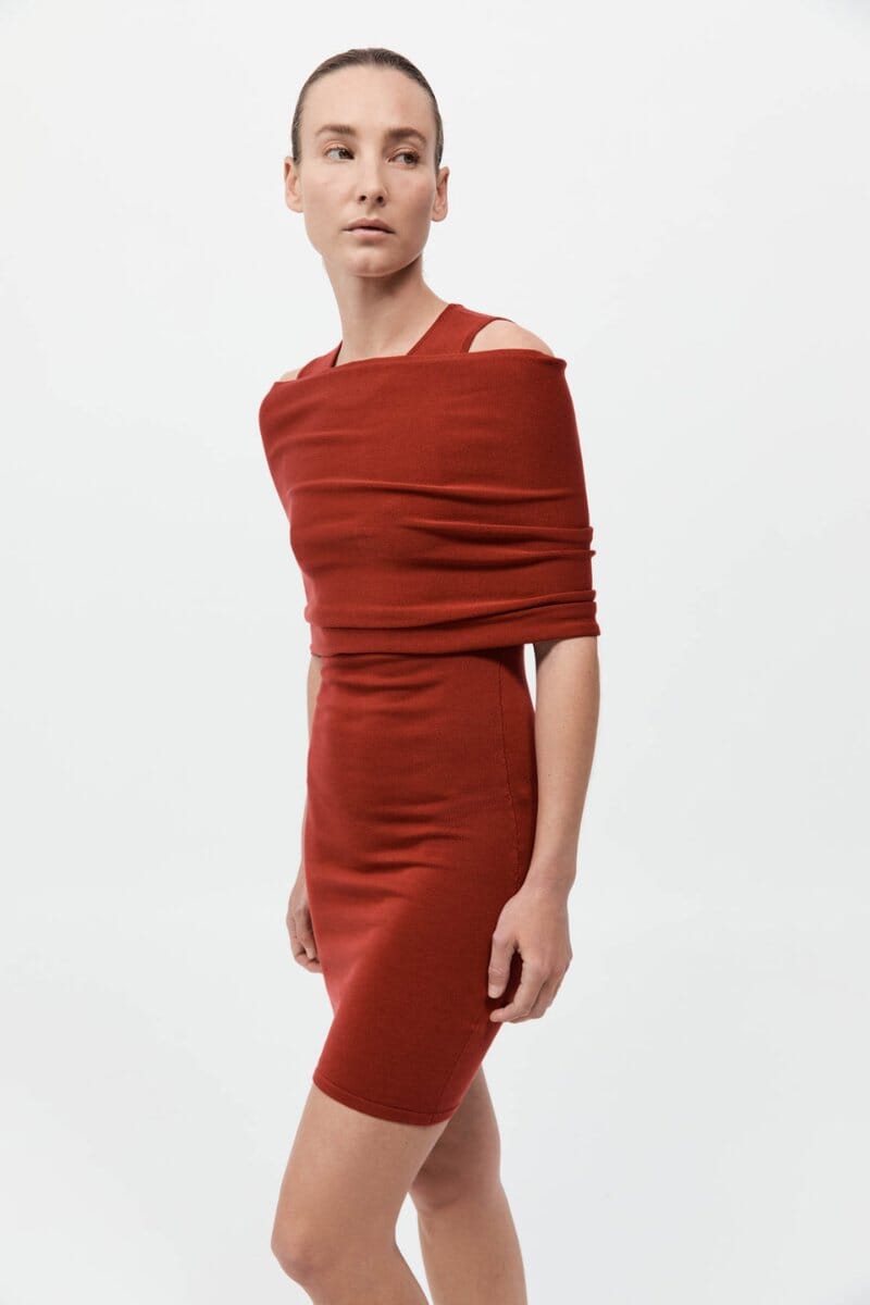 DETACHABLE LAYER KNIT DRESS-ROSSO Mini Dress ST AGNI 