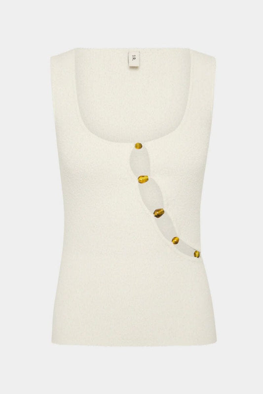 CHIARA BEADED TANK-IVORY Tops SIR. 