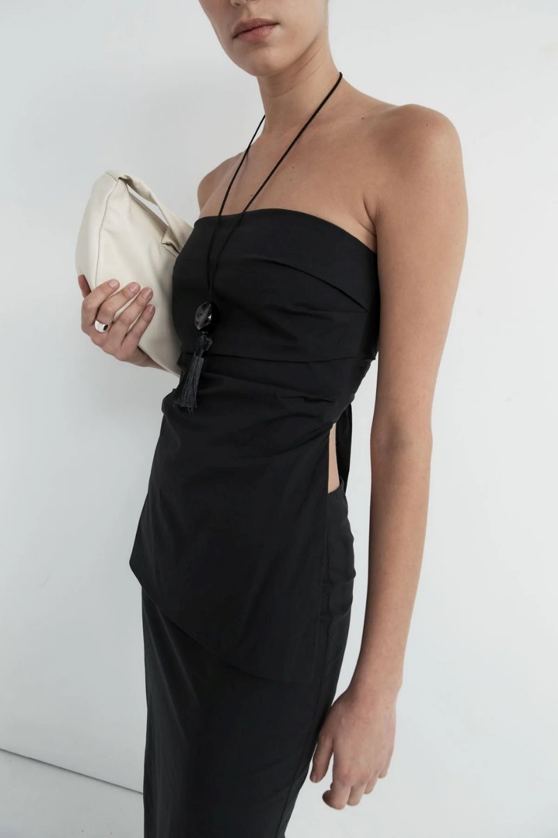 STRAPLESS TIE BACK TOP-BLACK Tops ST AGNI 