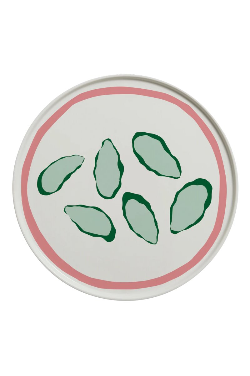 OYSTER PLATE-PINK/GREEN *in-store only* Home In The Round House 