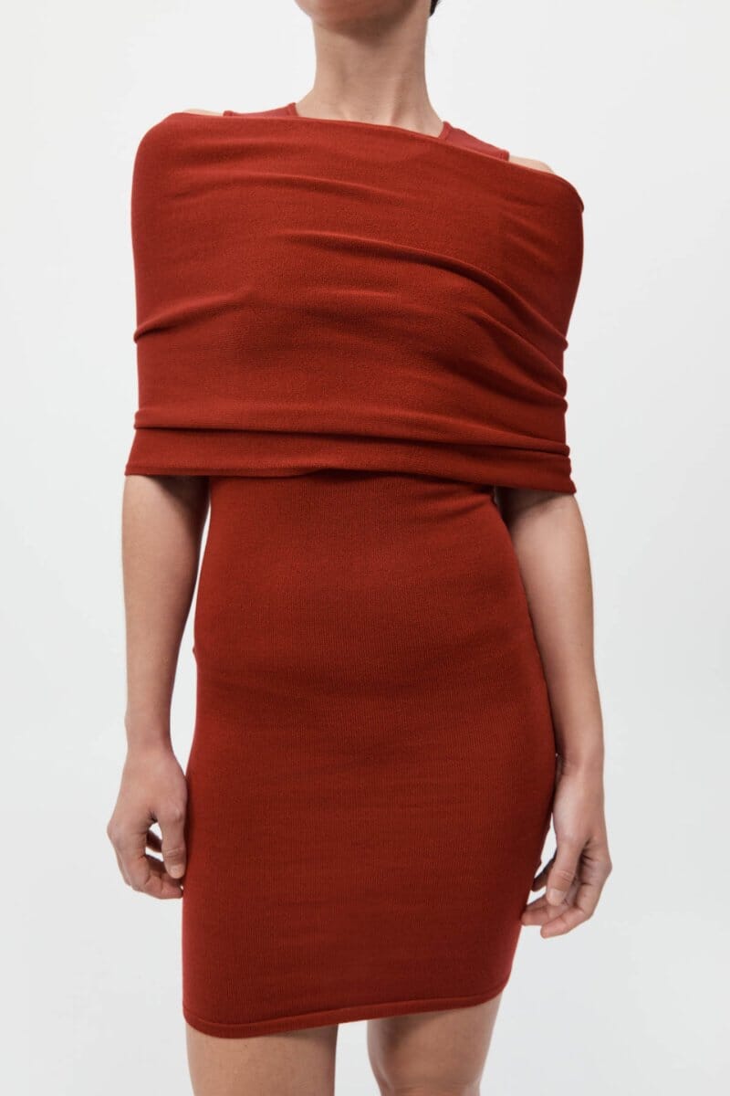 DETACHABLE LAYER KNIT DRESS-ROSSO Mini Dress ST AGNI 