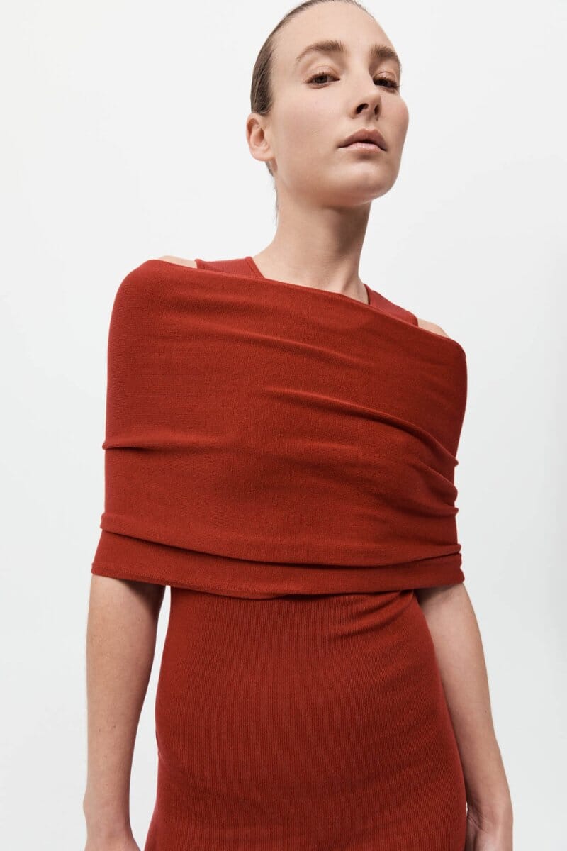 DETACHABLE LAYER KNIT DRESS-ROSSO Mini Dress ST AGNI 