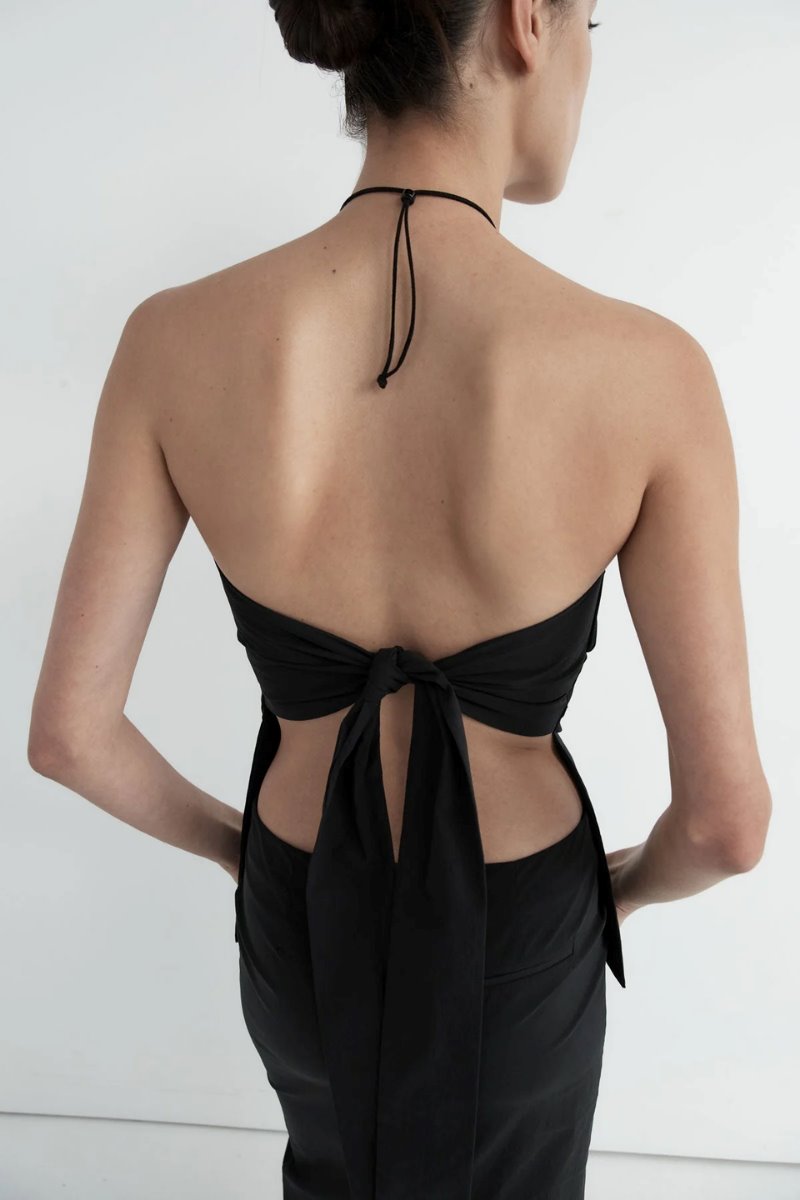 STRAPLESS TIE BACK TOP-BLACK Tops ST AGNI 