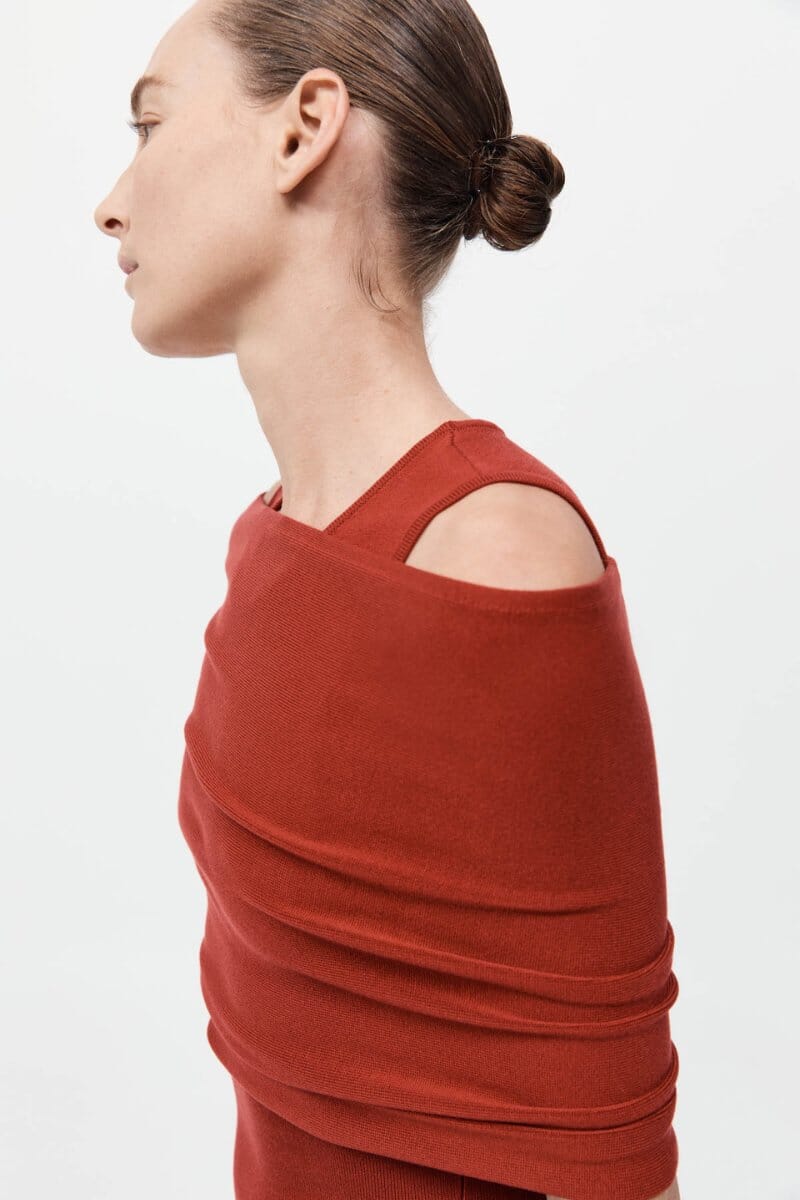 DETACHABLE LAYER KNIT DRESS-ROSSO Mini Dress ST AGNI 