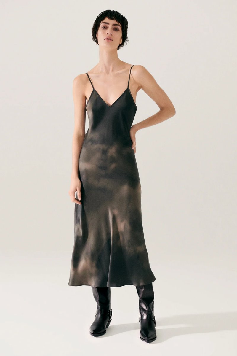 90S SLIP DRESS-SMOKE Midi Dress Silk Laundry 