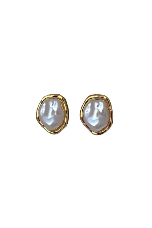 AURORA PEARL STUDS-GOLD Earrings F&D 
