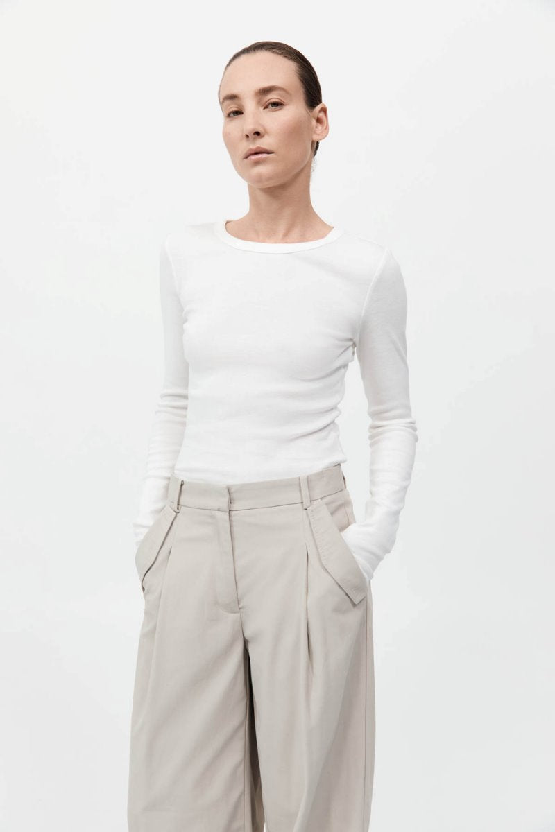 UTILITY PLEAT PANTS-CREME Pants ST AGNI 