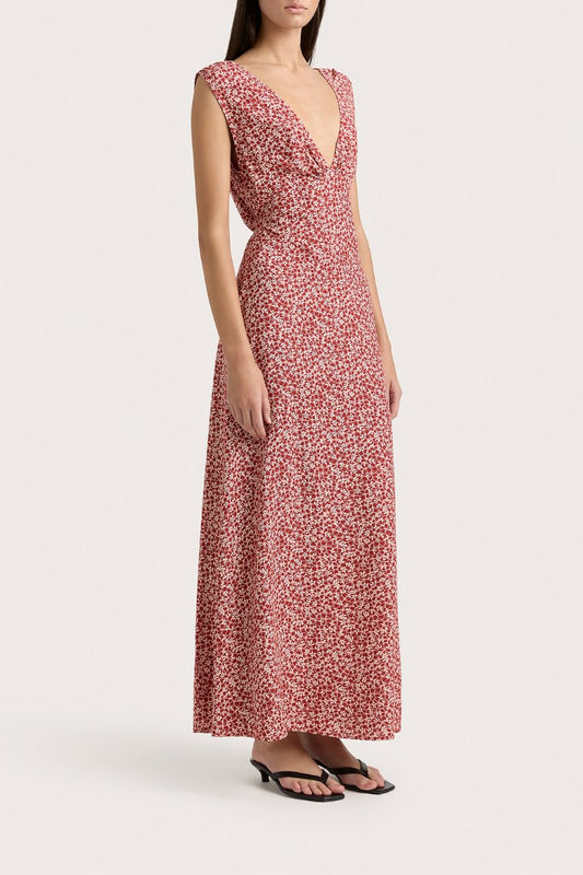 ALPES MIDI DRESS-PEONY STAMP GARNET Midi Dress Faithfull the Brand 