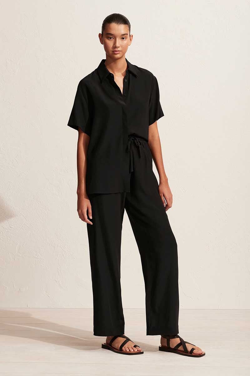 SHORT SLEEVE SHIRT-BLACK Tops Matteau 