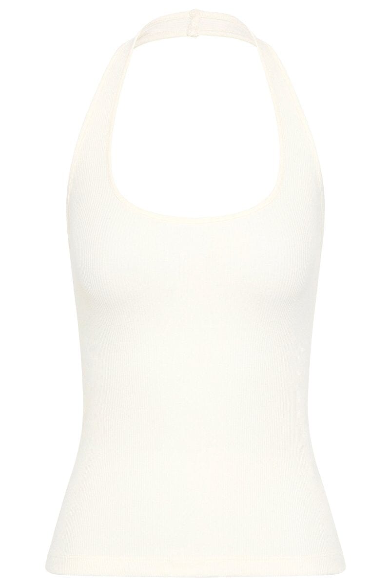 RIB HALTER TOP-WHITE Tops ST AGNI 